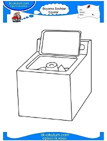 Çocuklar İçin Çamaşır-Makinesi Boyama Sayfaları 